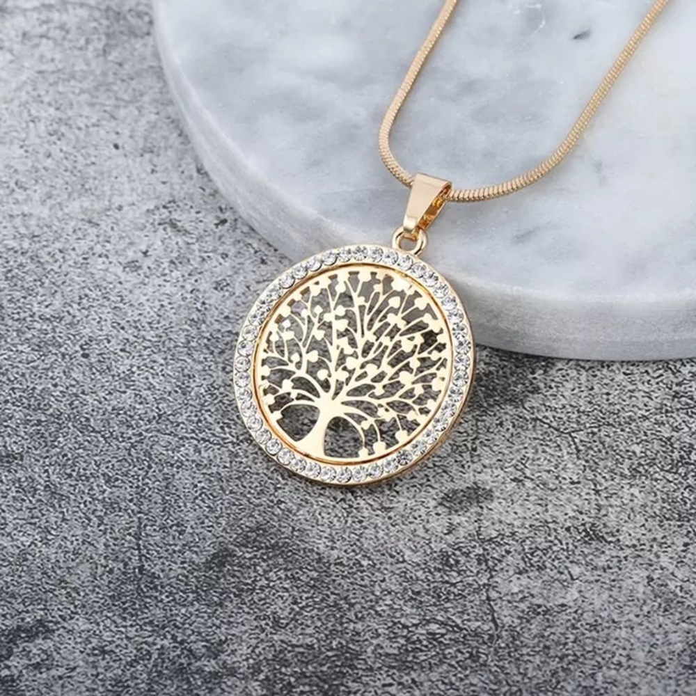 ✨Tree of Life Crystal Encrusted Gold Pendant✨ - Picture 2 of 7